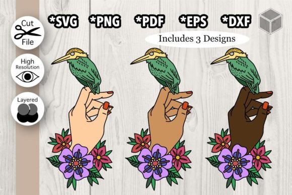 Beautiful Floral Bird Hands for Crafters and Artists