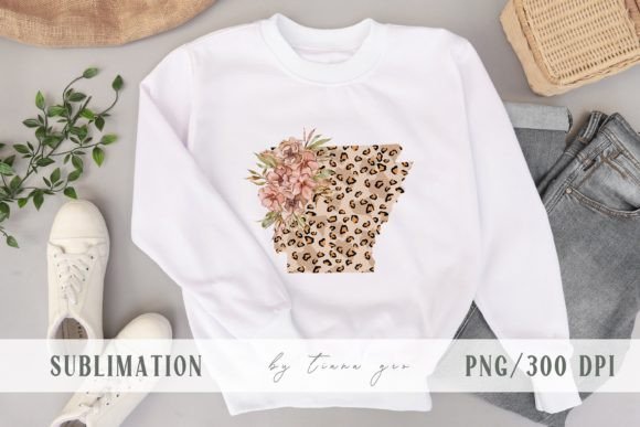 Floral Arkansas State Map Sublimation: A Versatile Design for Personalized Projects