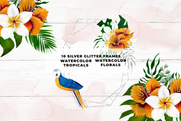 Silver Glitter Tropical Floral Frame: A Flexible Design Resource