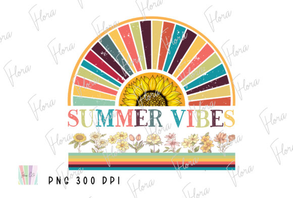 The Practical Value of the Summer Vibes Floral Retro Rainbow PNG