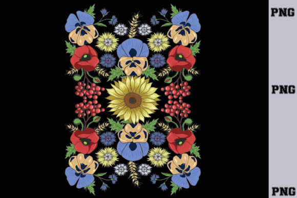 The Ukraine Sunflower Red Poppies Floral Design Asset