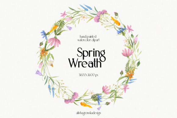 Wildflower Spring Floral Clipart Wreath: A Versatile Digital Design for Creative Projects